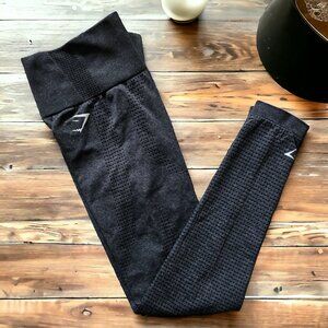 NWOT GYMSHARK (SM) "Vital Seamless 2.0" Black Marl High Waisted Breathab…
